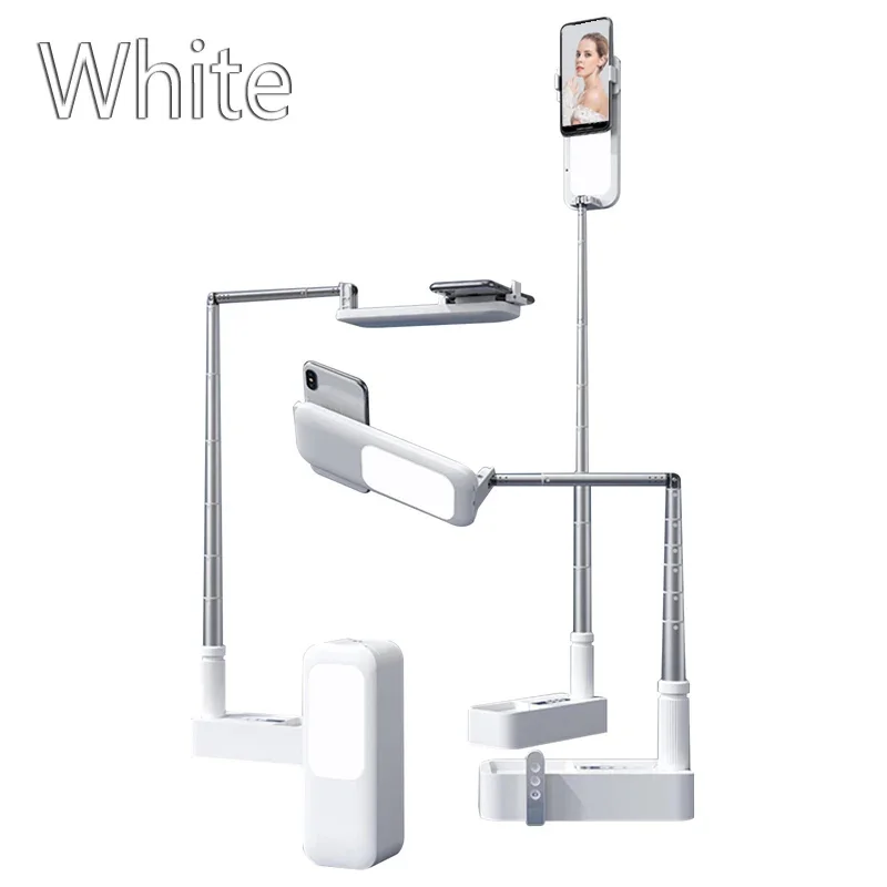 With LED Light,Selfie Stand,Portable Extendable Phone Stand,Adjustable,Overhead Phone Mount,Wireless, Rechargeable