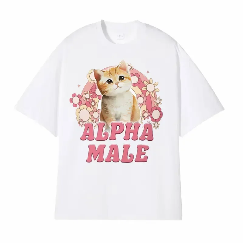 Alpha Male Cute Kitten Rainbow T Shirt Men Women Funny Cat Meme Graphic T Shirts Fashion Vintage Short Sleeve T-shirt Streetwear