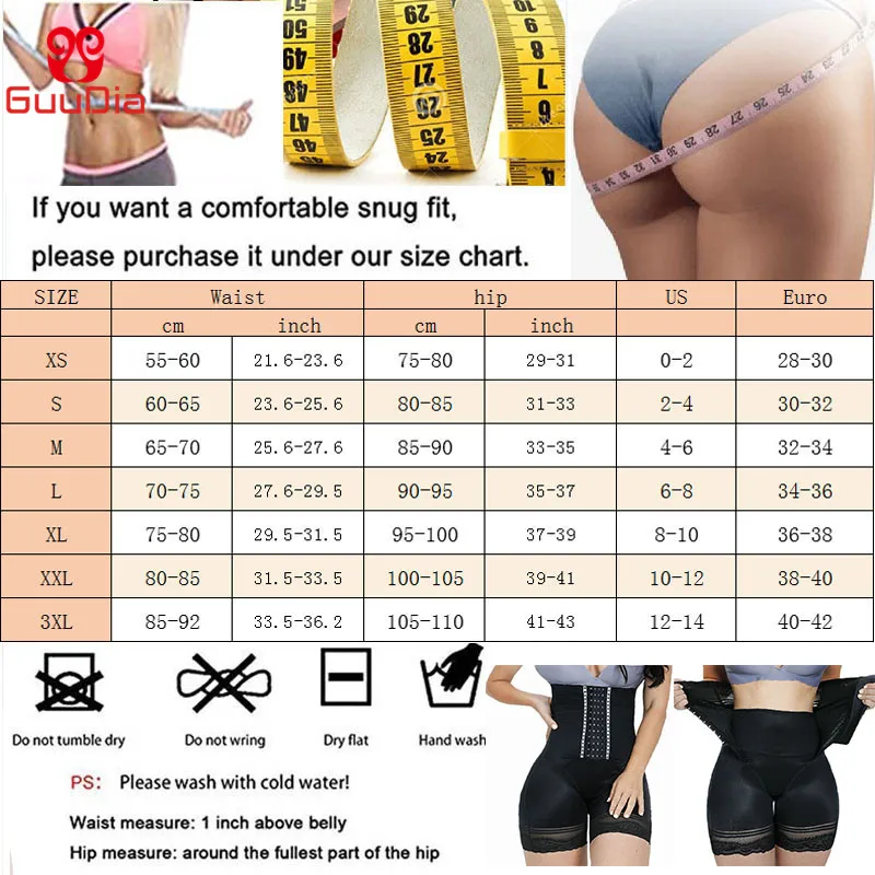 GUUDIA Row Hook High Waisted 2 Steel Bone Body Shaper Shorts Seamless Shapewear Short Women\'s Firm Control Shaper Panties