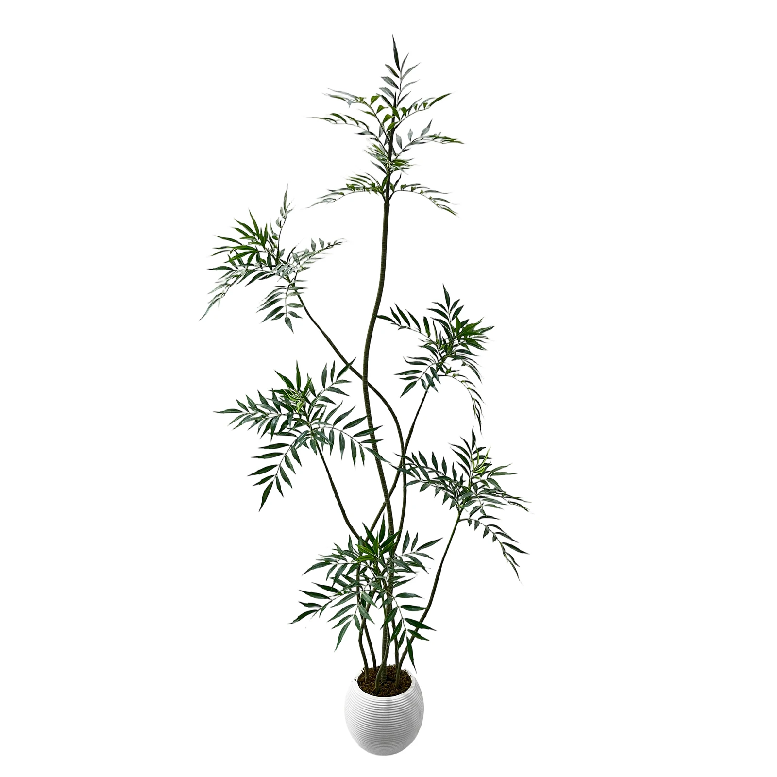 

S-shaped Artificial Rubber Tree Real Touch Fake Tropical Plants with White Overpot Decoration for Living Room,Bedroom Decor