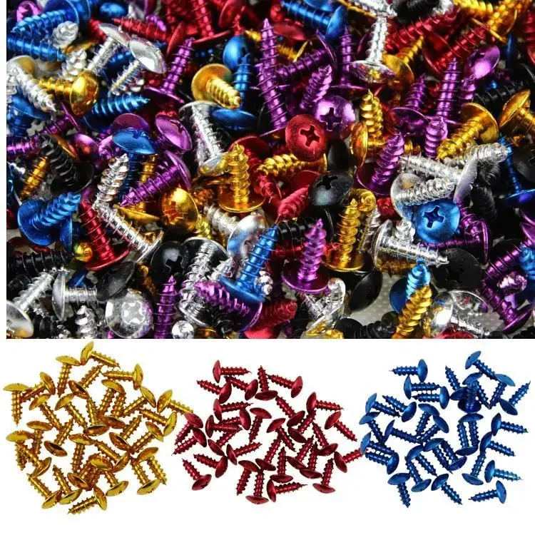 30Pcs color aluminum alloy screw fastener Motorcycle fitting power car decoration accessories plastic shell self tapping screw