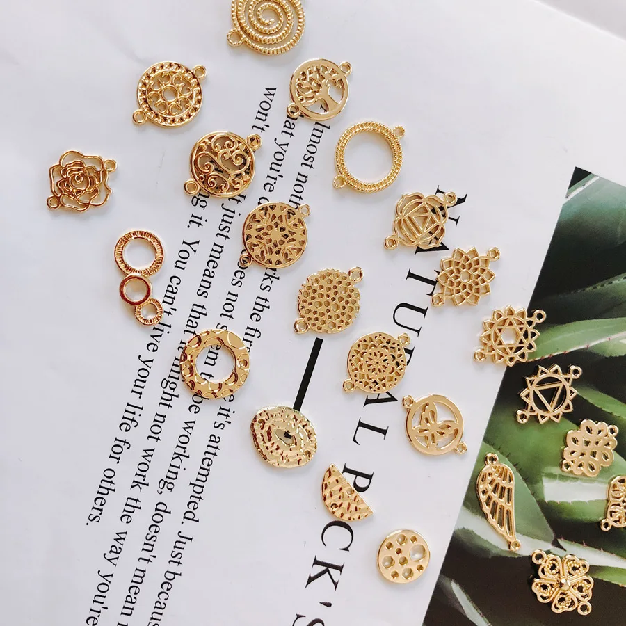 10Pcs Star จี้รอบ Hollow ดอกไม้วงกลม Charms จี้สำหรับสร้อยคอทำ Diy ผลการค้นหาเครื่องประดับ