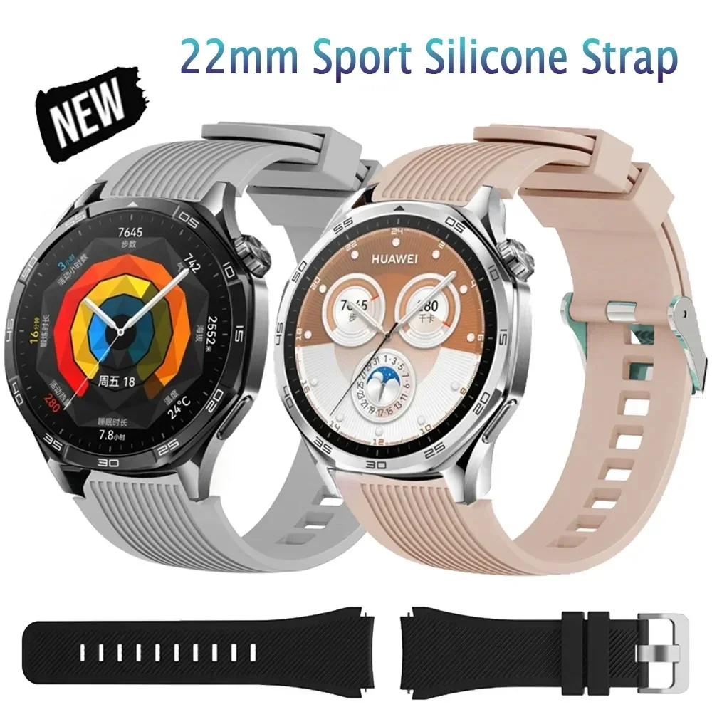 22mm Silicone Strap For Huawei Watch GT5/GT5 Pro 46mm Sports Bracelet Wristband For Huawei Watch 5 4 GT4 GT3 GT2 GT2e Watchband