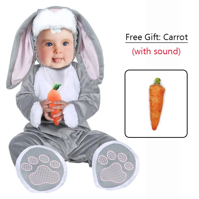 

Umorden Little Grey Rabbit Bunny Costume for Baby Infant Boys Girls 6-12M 12-18M With Carrot Halloween Easter Fantasia Oufit