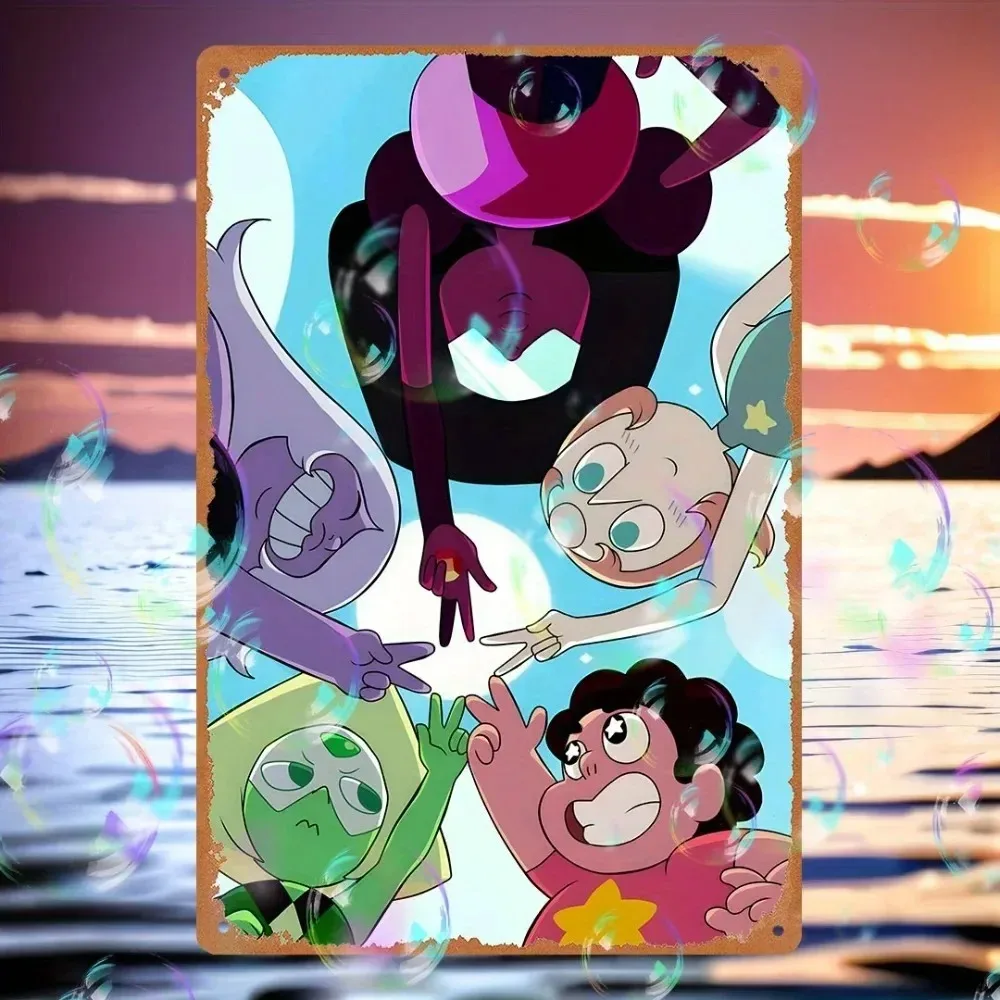

Vintage Steven Universe Gem Metal Sign by GEMVINTEDGE – Distressed Aluminum Art with Fusion Dance Silhouette