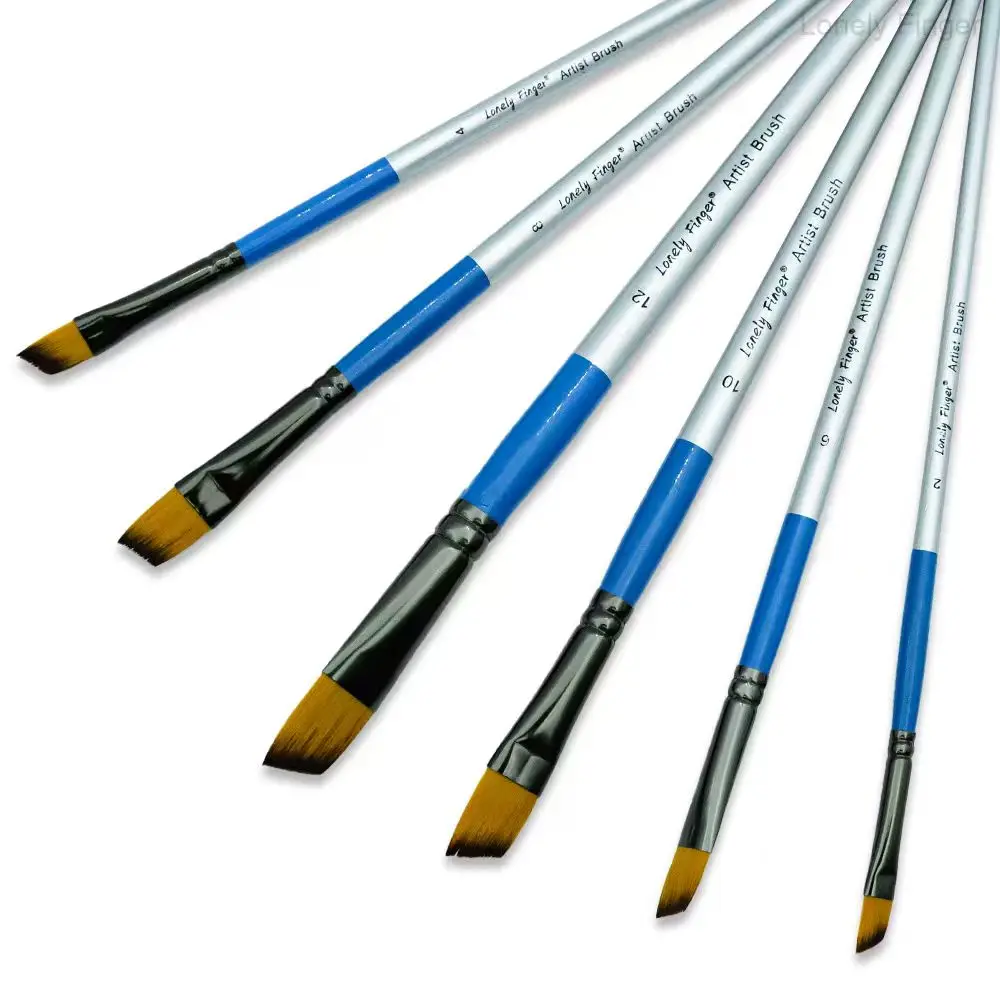 Angular Paint Brushes,6PCS Professional Angled Paint Brush for Acrylic Watercolor Gouache Oil Painting