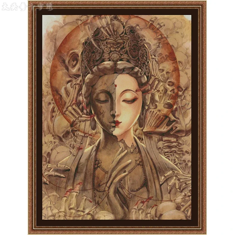 [ZZ5770-Nirvana] Stamped Cross Stitch Kit for Adults and Kids, Easy Pre-Printed Canvas with Cotton Threads and Needles, Full Kit