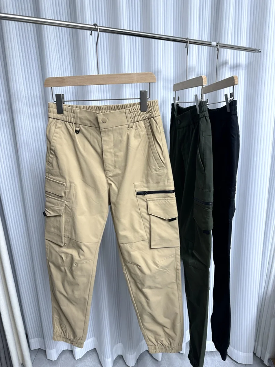 

Мужские рабочие брюки Sli для активного отдыха, осенние, быстросохнущие, с множеством карманов, прямые, с манжетами, повседневные, в стиле ретро, американский дизайн