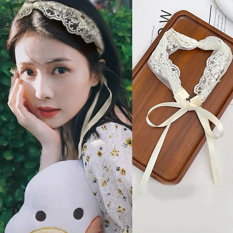 

New Lace Ribbon Hair Band Forest Style Sweet Thin Soft Breathable Tie Hair Headscarf Daily Hair Neck Accessories for Women Girls