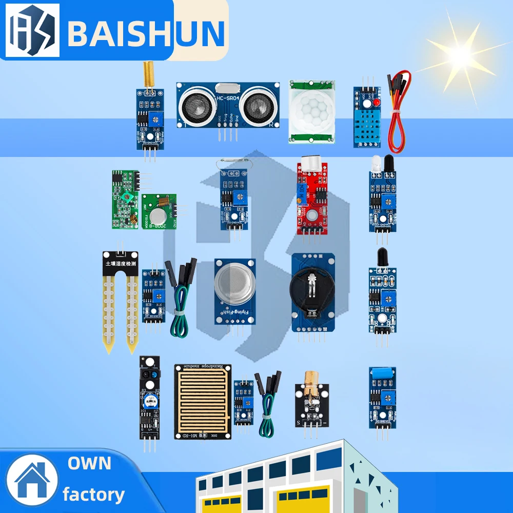 pacote-de-modulo-de-sensor-de-16-unidades-hc-sr04-501-dht11-ds3231-ky-008-som-chuva-solo-–-para-raspberry-pi-arduino