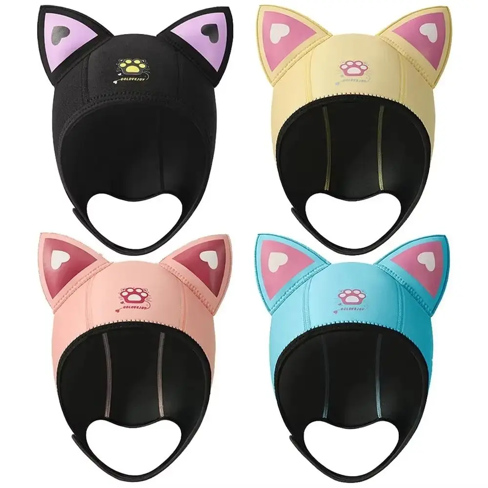 Neoprene Diving Headband Clear Vision Professional Outdoor Diving Hat Wetsuit Hood Cute Cat Ears Swimming Headband Diving