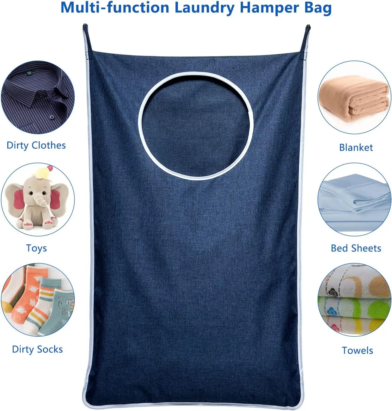 Large Waterproof Laundry Basket Foldable, Hanging Laundry Bag-Multi-Purpose Storage for Bathroom, Laundry Room
