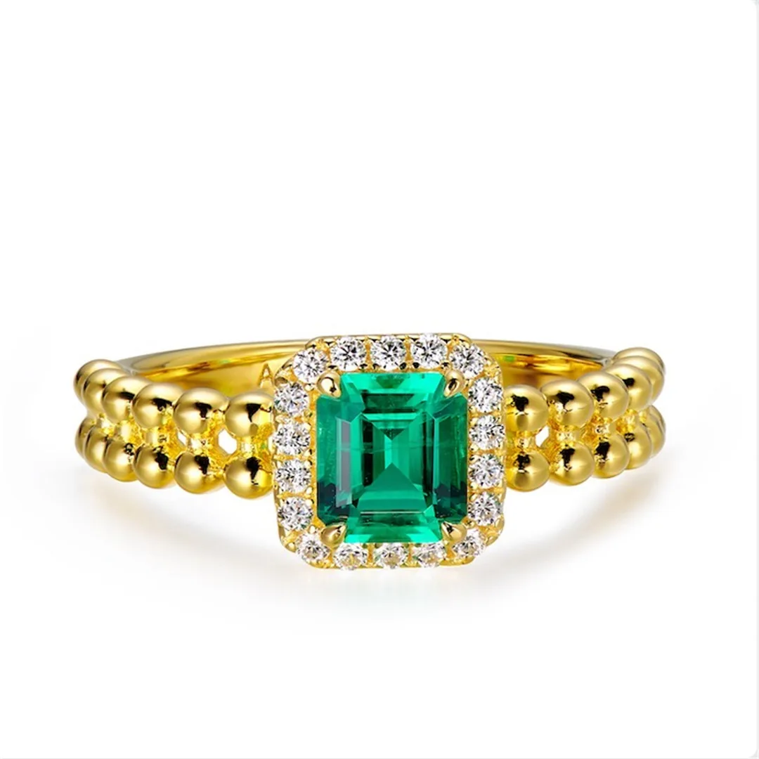 Cultivated Emerald Diamond Ring 80 Points Main Diamond Laboratory Cultivated Diamond Women's Ins Style European And American Dai