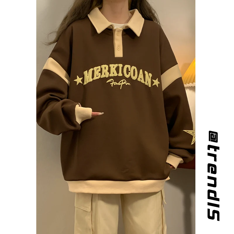 

Hip Hop Men's Sweatirt Autumn Design Color Blo irt Trendy Loose Couples Outerwear round Ne Printed Antibacterial