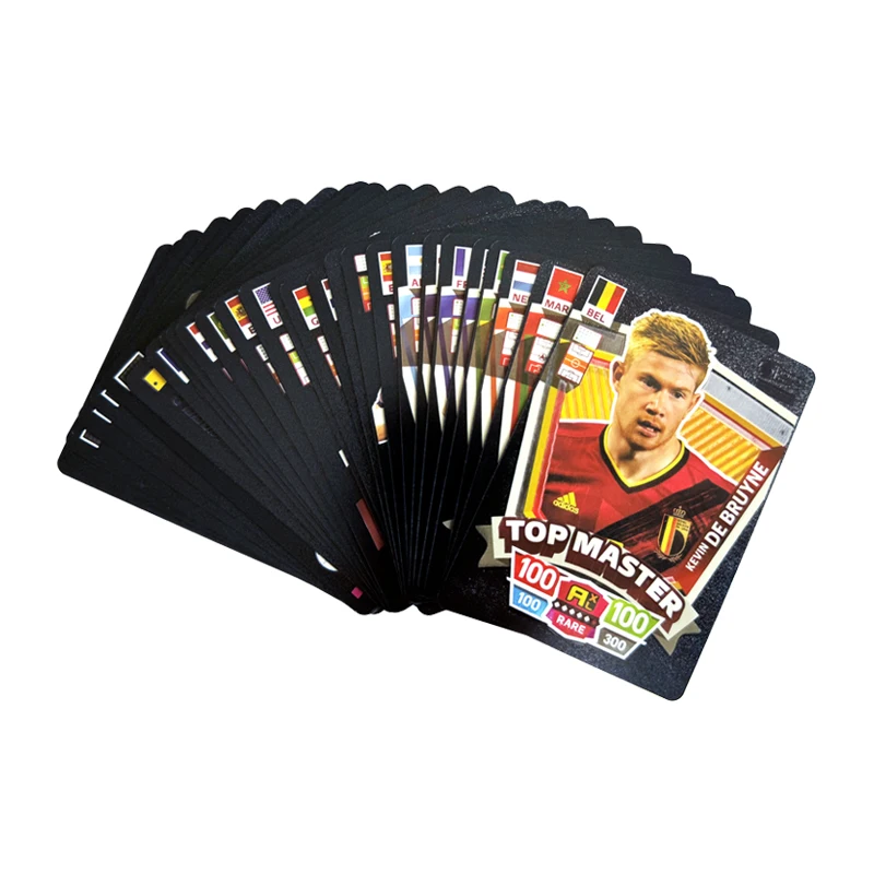 Pacote de cartas colorido do futebol do mundo, edição limitada inglesa, cartões dourados, material plástico, jogador de futebol, presentes, 81-27 pcs