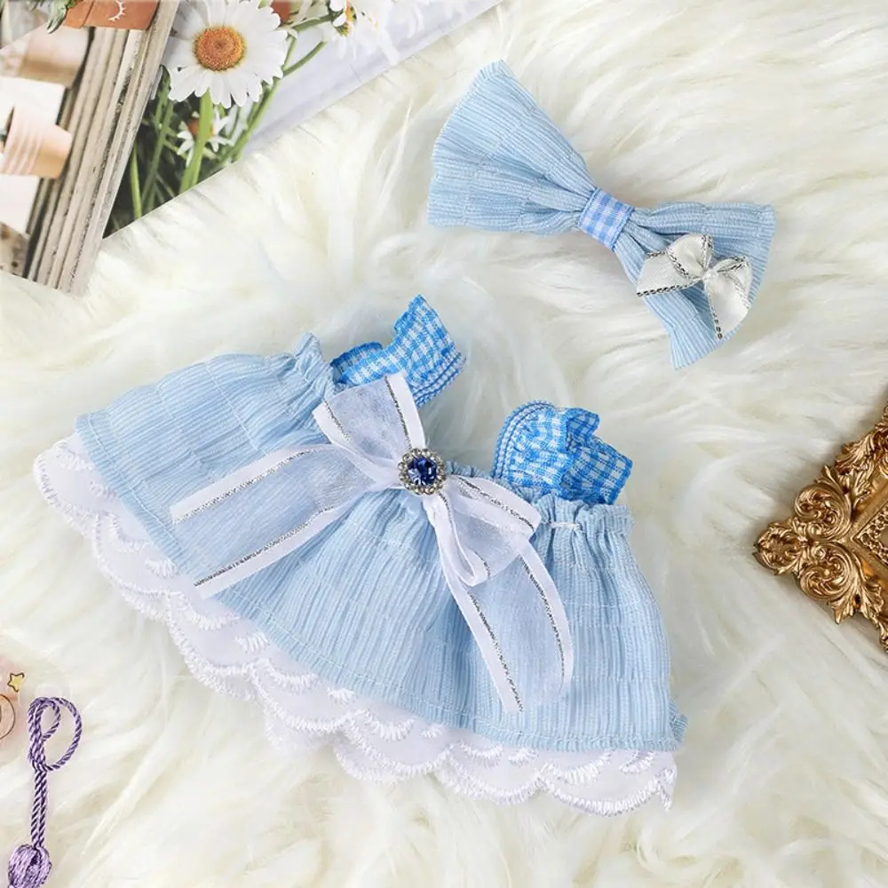 20cm Cotton Doll Clothes With Headwear Bow Headband Accessories Plush Dolls Dresses Skirt Decoration for EXO Idol Doll Accessory