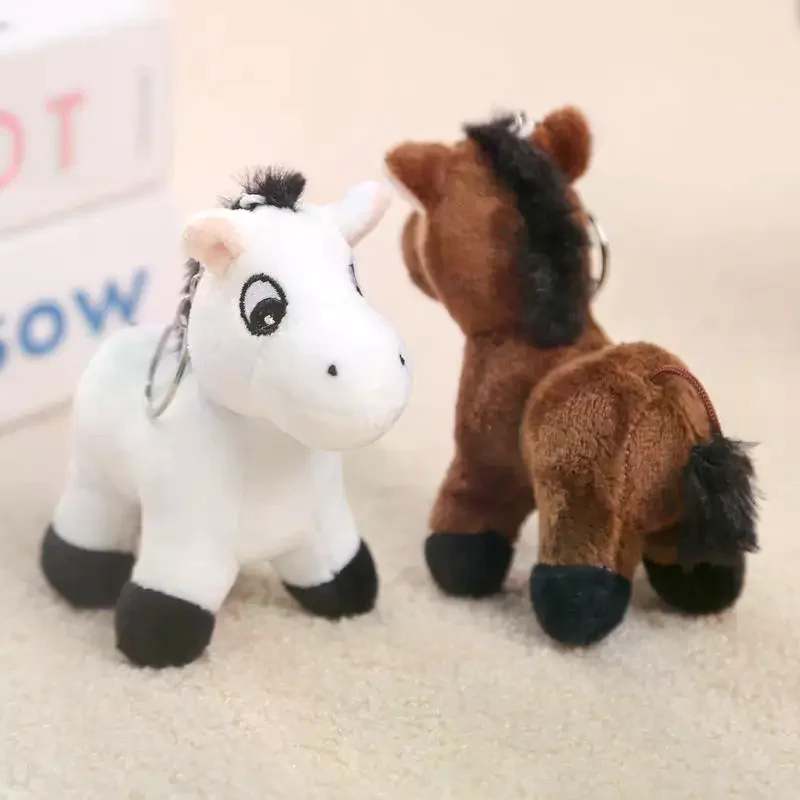 Pony di peluche ripieno di cartone animato come ornamento per zaino, accessorio portachiavi e ciondolo a forma di cavallo