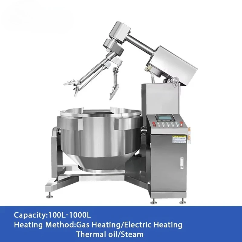 Industrial Automatic Sauce Jam Syrup Snack Food Cooking Mixer Nut Stirring Frying Machine Electric Heating Cooker