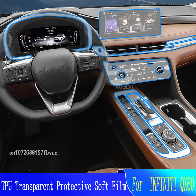 For  INFINITI QX60 2022-2024 Car GPS Navigation Protective  LCDTPU Screen Protector Anti-scratch Film Fitting