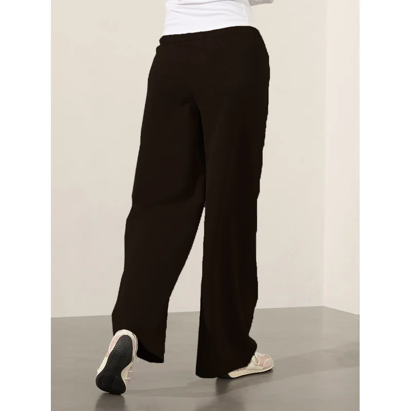 2025 カジュアル エレガント ワイドレッグパンツ レディース レギュラーウエスト 通気性 スリム ブラック デイリー オフィス トラウザーズ