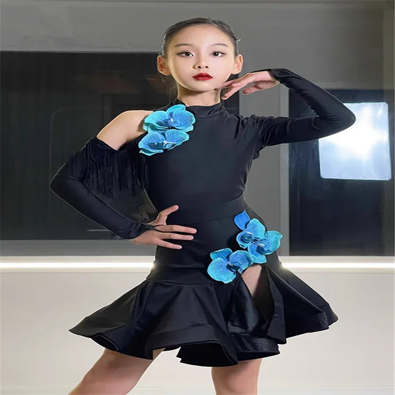 Abito da ballo latino per bambini professionali per ragazze Abiti da ballo da sala Rumba Cha Cha Samba Abito da pratica Performance latina