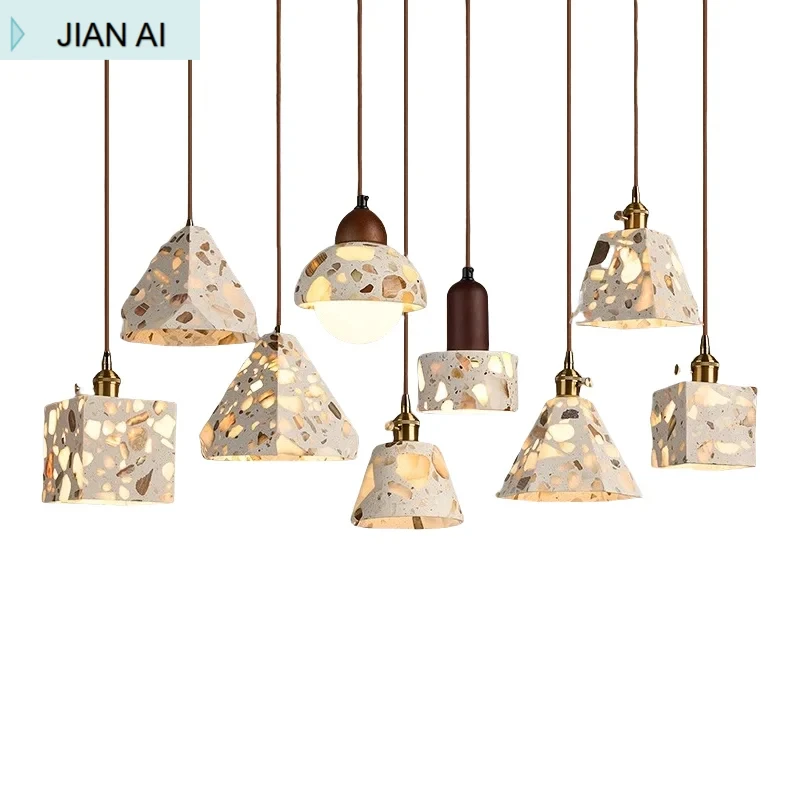 

JF-Transparent Yellow Cave Stone Quirky Retro Japanese Style Bedhead Hotel Restaurant Entrance Corridor Creative Pendant Light