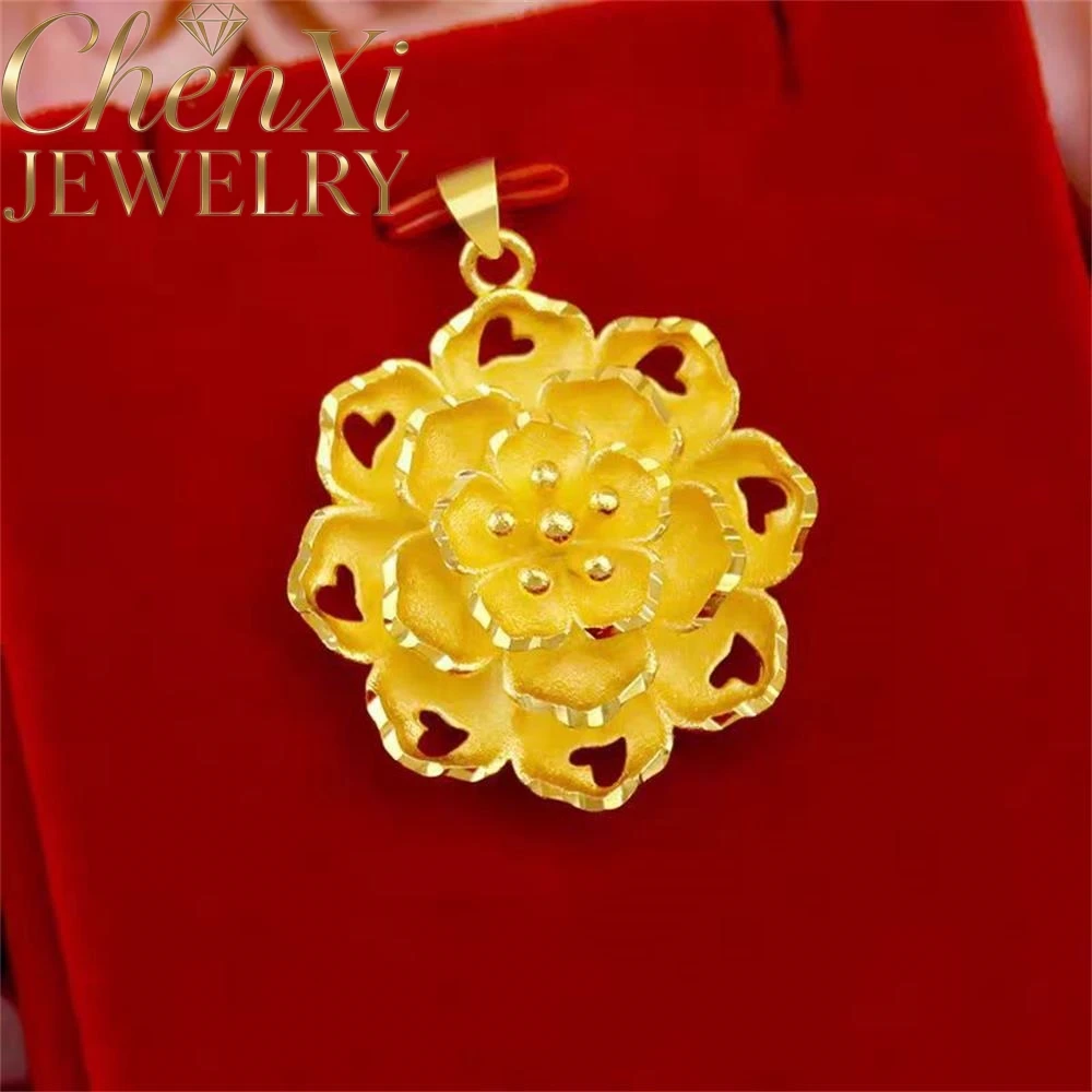 High-End Sand Gold Three-Dimensional Peony Flower Pendant Luxury Quality Fashion Fine Jewelry Exquisite Elegant Popular Charms