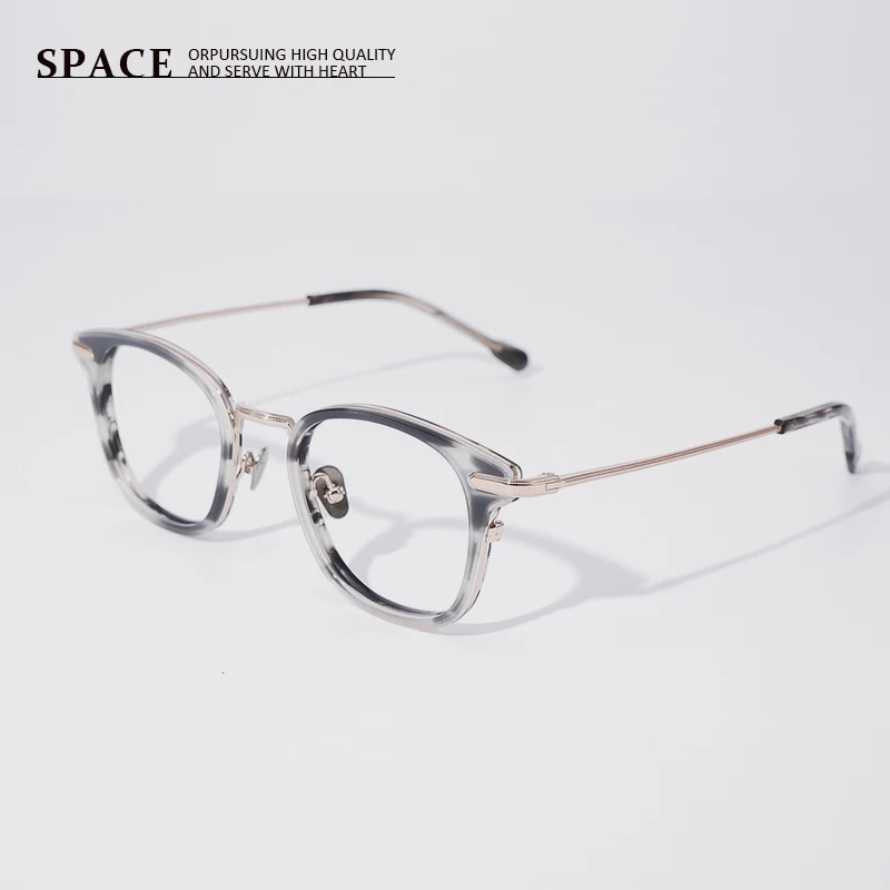 

212 Exquisite pure titanium women spectacle frame men retro myopia presbyopia optical glasses custom-made prescription lenses