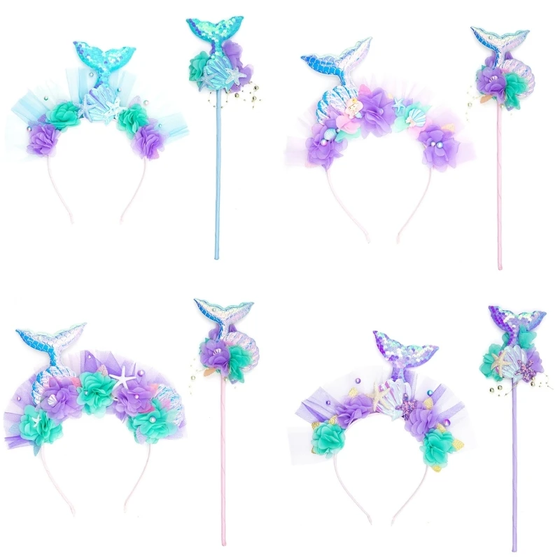 

Mermaids Headband Stick Set Decorative Ornament Crafts Supplies