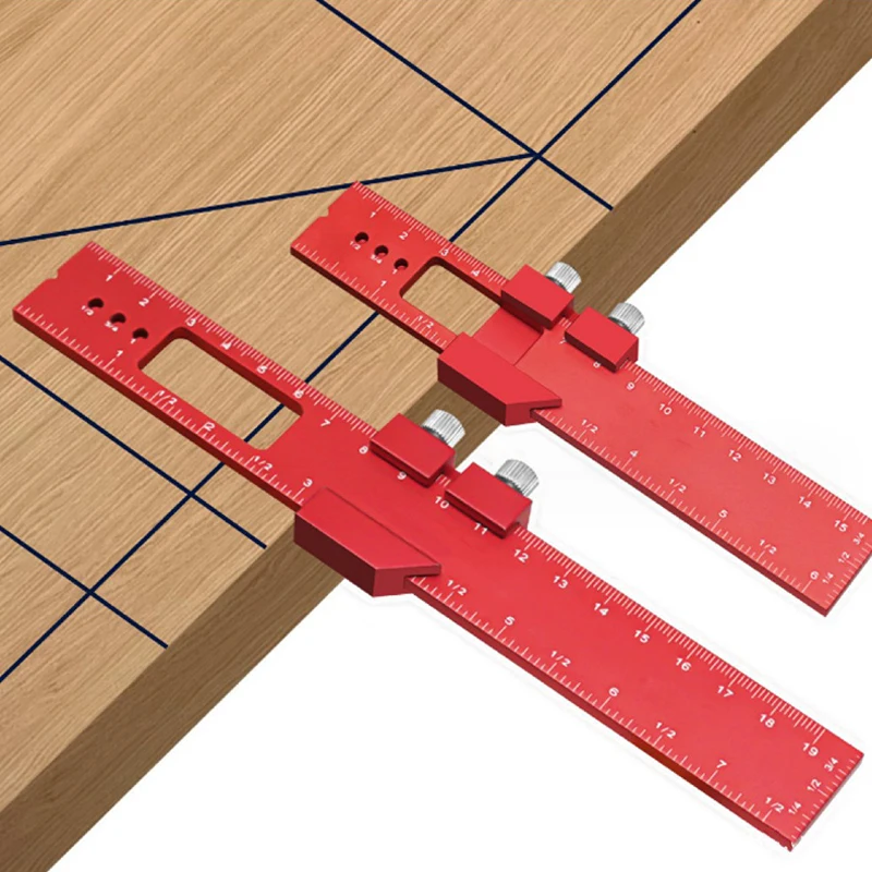 For Carpentry Marking Multi-function Measuring Aid Tool Precision T Type Pocket Ruler Inch Metric Measuring Tool With Slide Stop