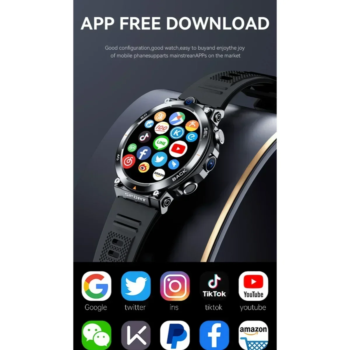 4G Smartwatch Men Women Business Wifi GPS Waterproof 8GB+128GB Memory Bluetooth Watch Video Compatible With Androidios Call Bip