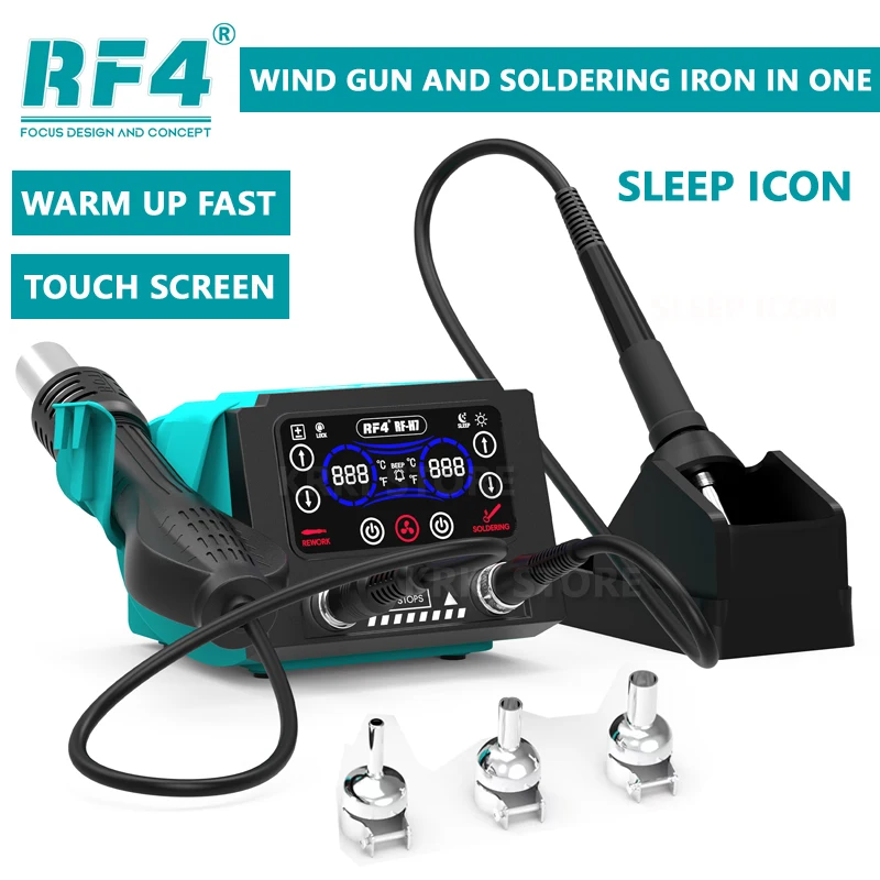 

RF4 2 in 1 Soldering Station RF-H7 Digital Display SMD Rework Hot Air Gun Solder Iron ESD Welding Desoldering Repair Tool