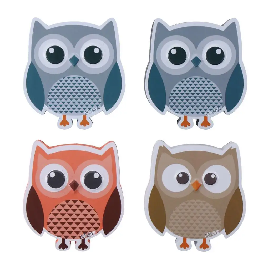 4PCS Magnetized Backing Design Magnetic Sponge Board Eraser Multi-color Durable Owl Erasers Magnetic Lightweight EVA Felt