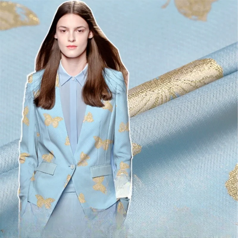 

Luxurious gold and silver thread high-density three-dimensional jacquard brocade fashion fabric a for clothing