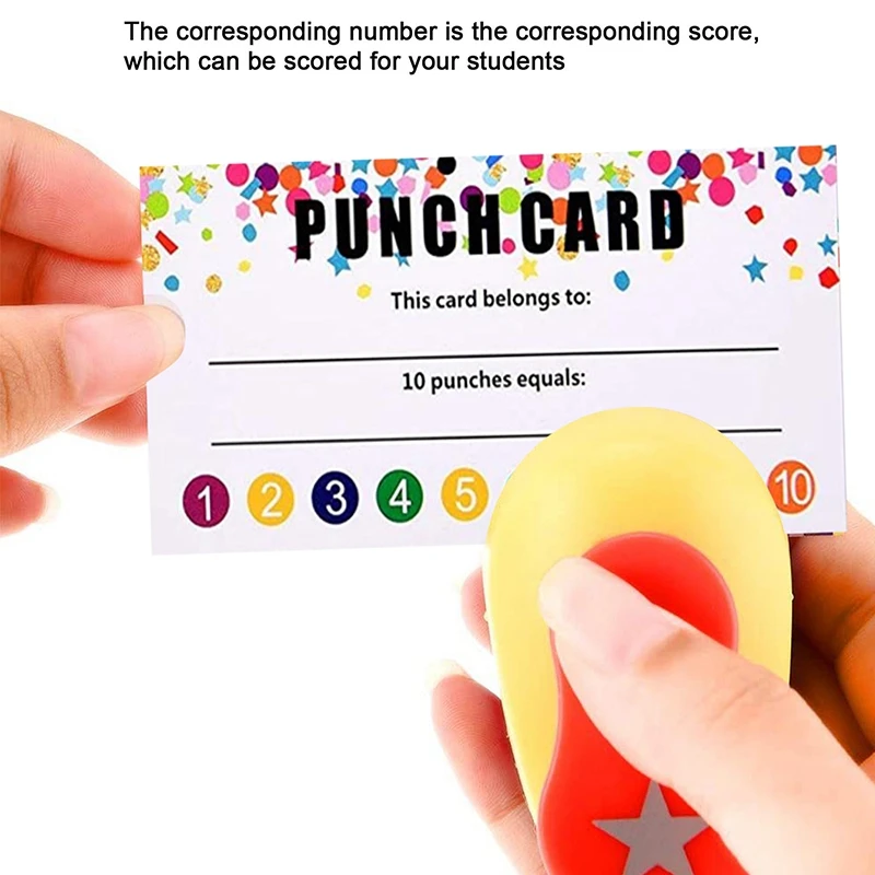 50pcs/set Punch Cards Incentive Loyalty Reward Card Student Awards Cards for Business Classroom Kids Behavior Students Teachers