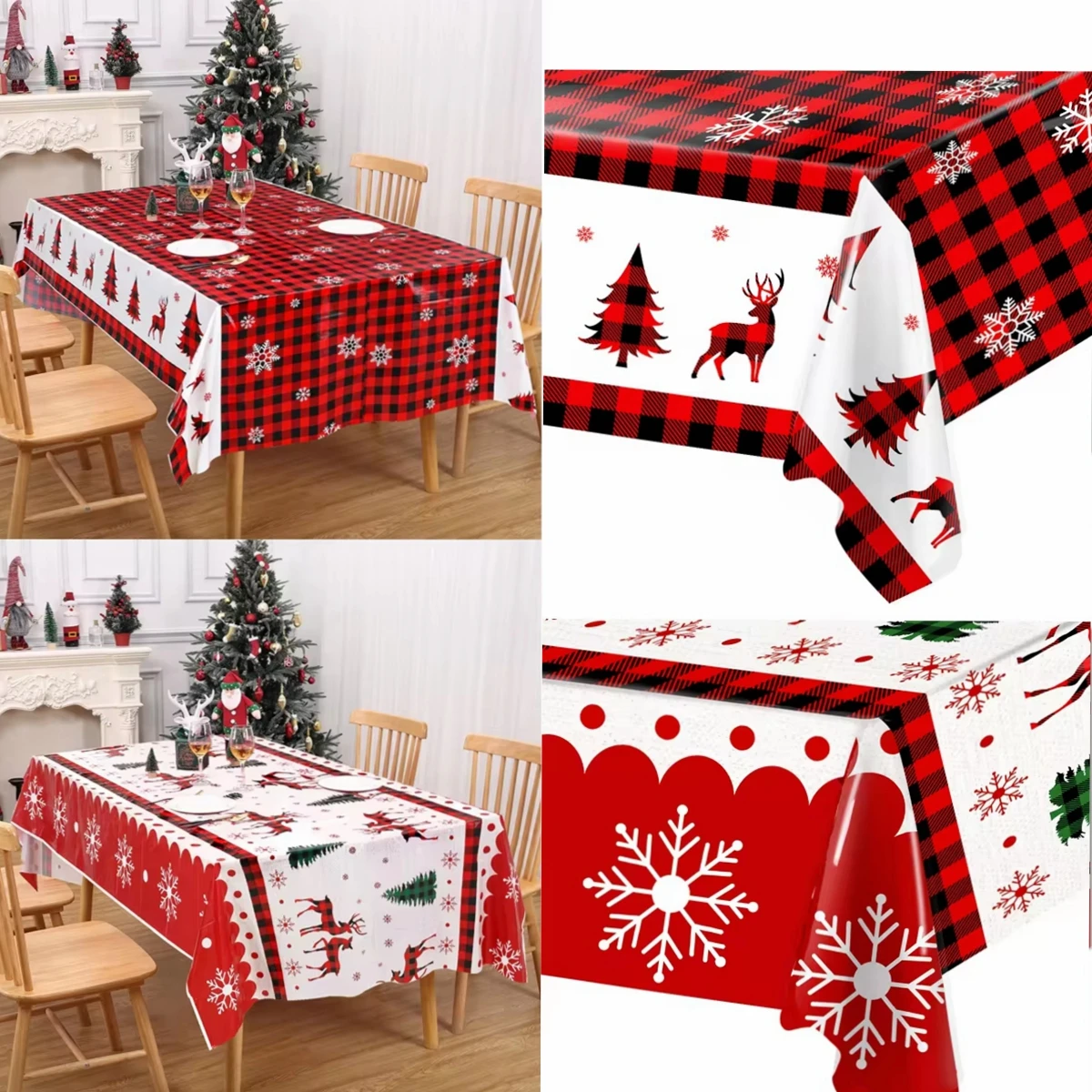 Christmas Tablecloth Merry Christmas Decorations for Home 2024 Navidad Natal Noel Xmas Table Decor Happy New Year Gifts 2025