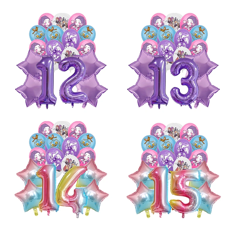 

KPop Demon Hunters Boys Girls Birthday Party Decoration Balloons Rumi Mira Zoey Cartoon Aluminum Foil Balloon Children's Gift