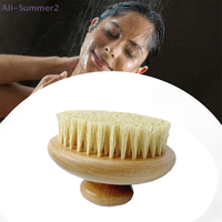 Sisal Bristles Round Bath Shower Body Exfoliating Brush Natural Beech Wood Handle Dead Skin Remover Back Scrubber Massage Tool