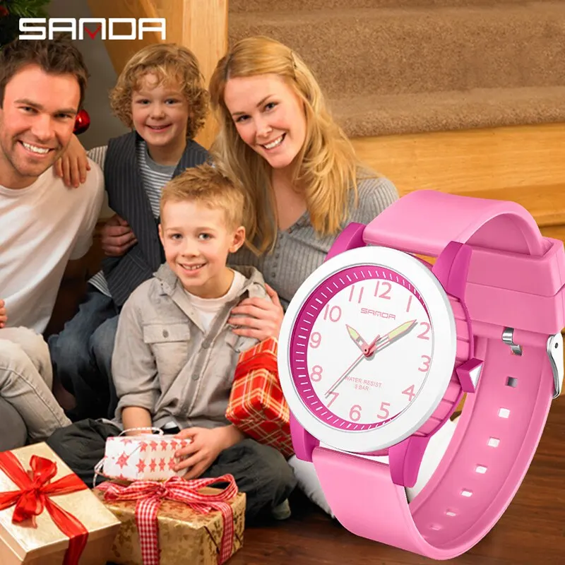 SANDA-Reloj de pulsera de cuarzo analógico para mujer, cronógrafo de silicona, deportivo, de béisbol, resistente al agua, informal, regalo para niño y niña