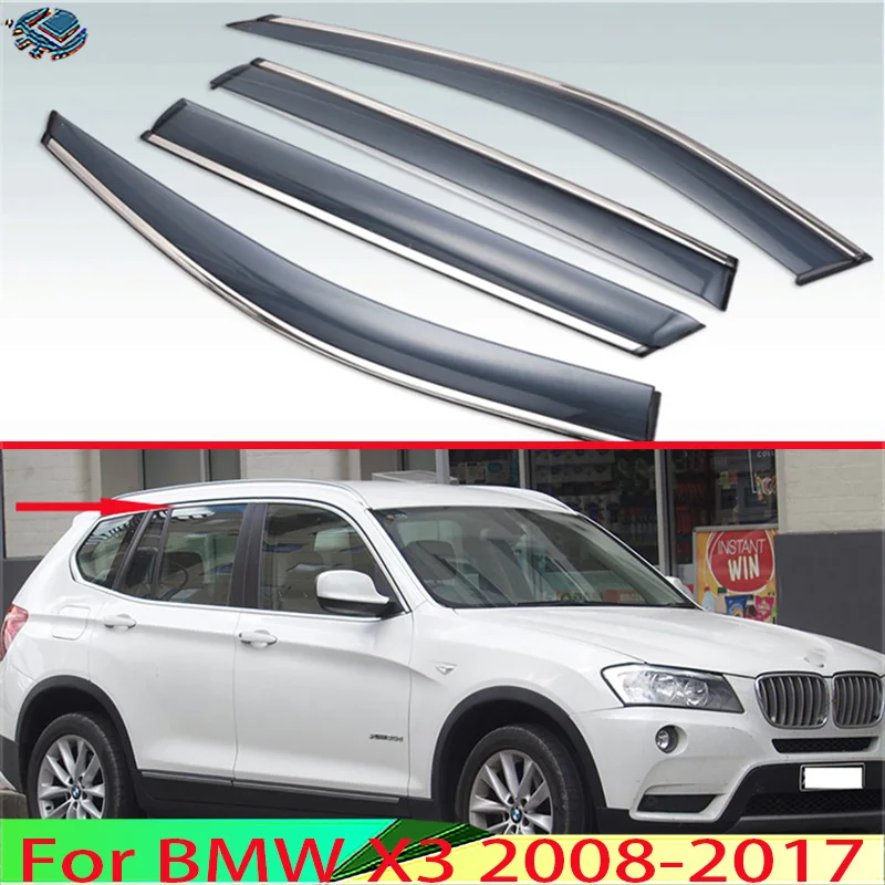 

For BMW X3 2008-2017 Plastic Exterior Visor Vent Shades Window Sun Rain Guard Deflector 4pcs 2009 2010 2011 2012 2013 2014 2015