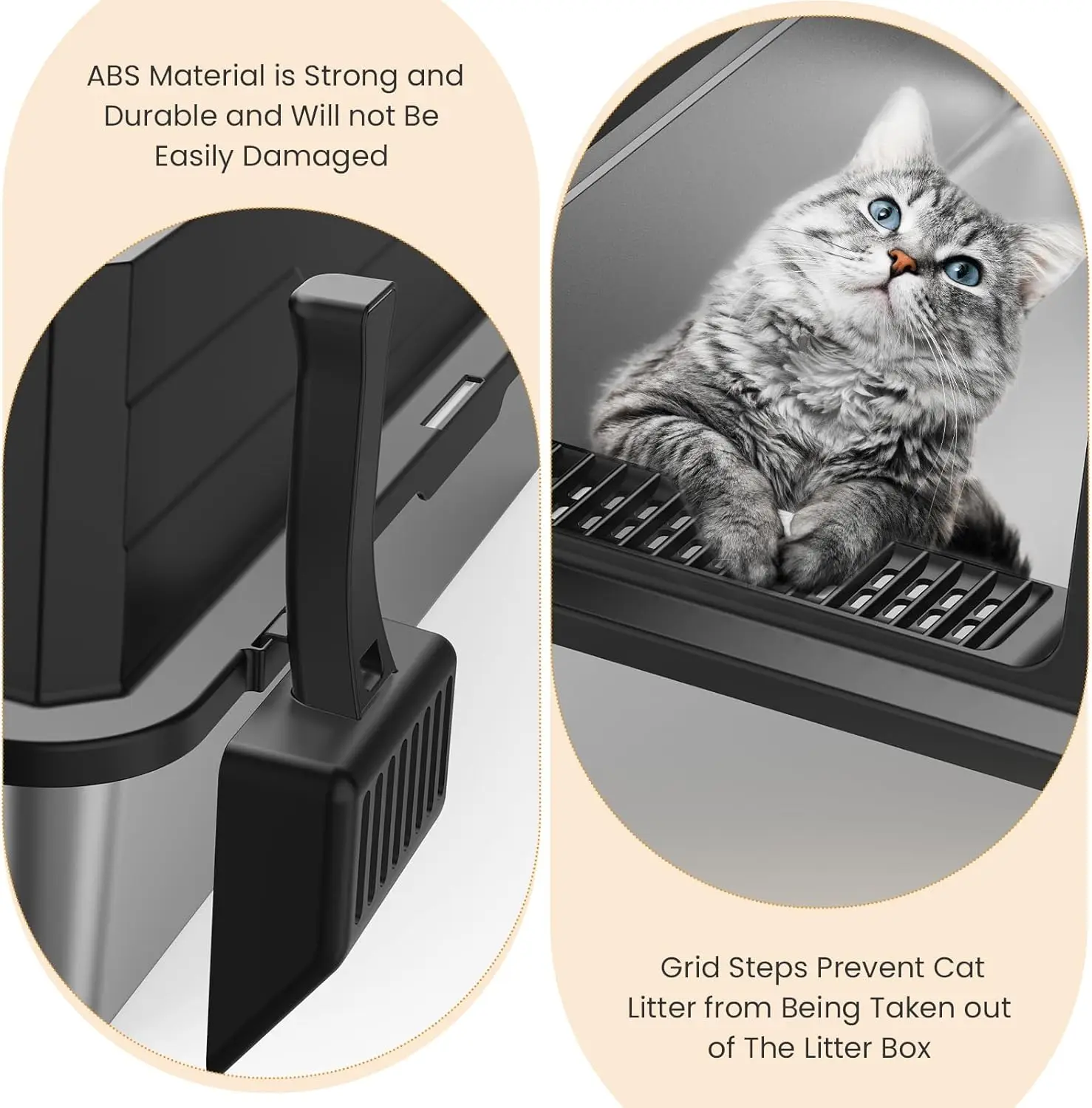 XXXL Stainless Steel Litter Box,Extra Large 28" L x 20" W Metal Litter Box for Big Cats & Multiple Cats with High Sided view 5