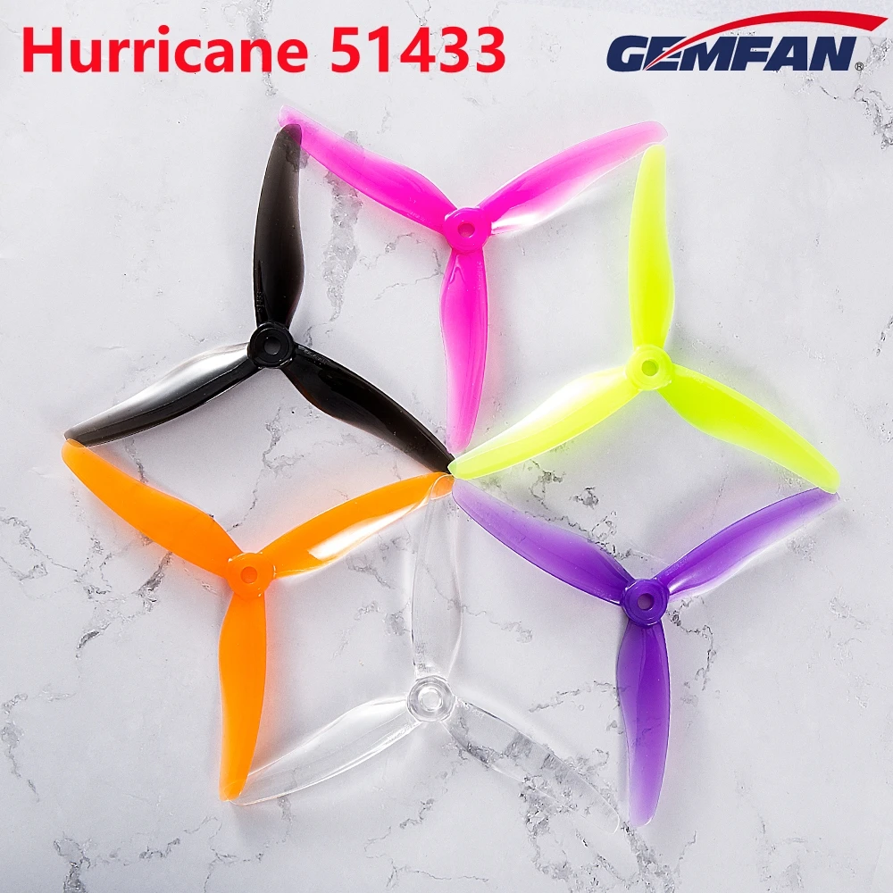 

12 пар (12CW + 12CCW) Gemfan Hurricane 51433 5.1X3.5X3 3-лопастные PC пропеллеры для FPV беспилотных летательных аппаратов