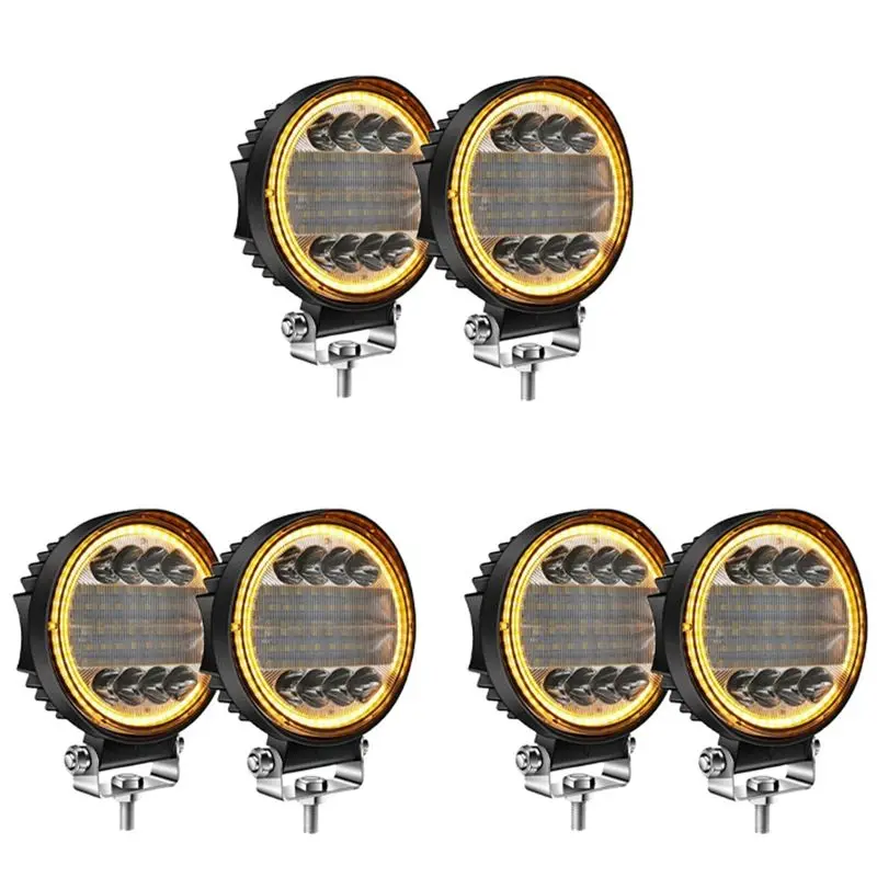 Firmly 6Pcs 4 Inch LED Work Light Combo Spot Flood Off Road Driving Amber Fog Lamp