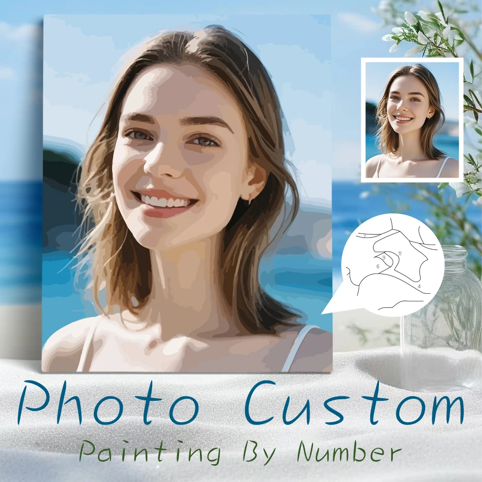 

PhotoCustom Diy картина по номерам семейные портреты комплект акриловая краска на холсте для домашнего декора стен фото на заказ