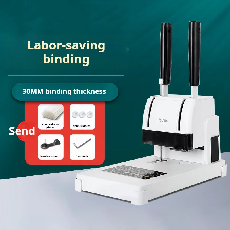 Financial Voucher Binding Machine for Accounting Archive Office Use Hot Melt Glue Rivet Manual Punch Hole Documents Hole