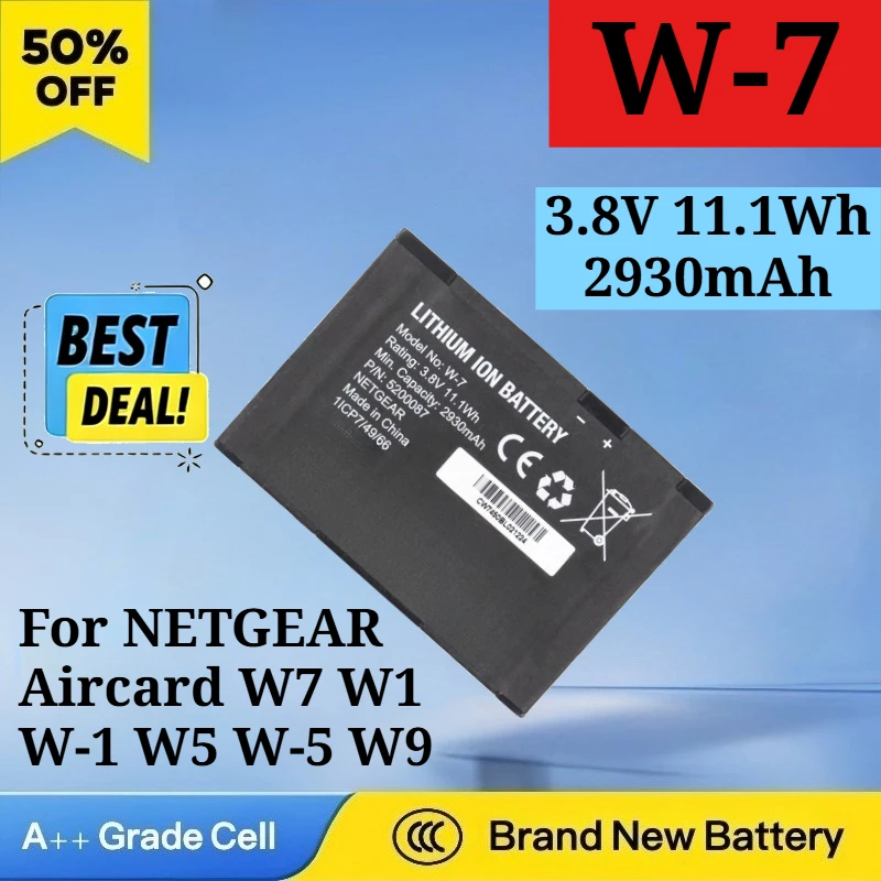 

New 3.8V 11.1Wh 2930mAh W-7 Battery for NETGEAR Aircard W7 W1 W-1 W5 W-5 W9 W-9 W10 W-10 AC810S AC790S High Quality