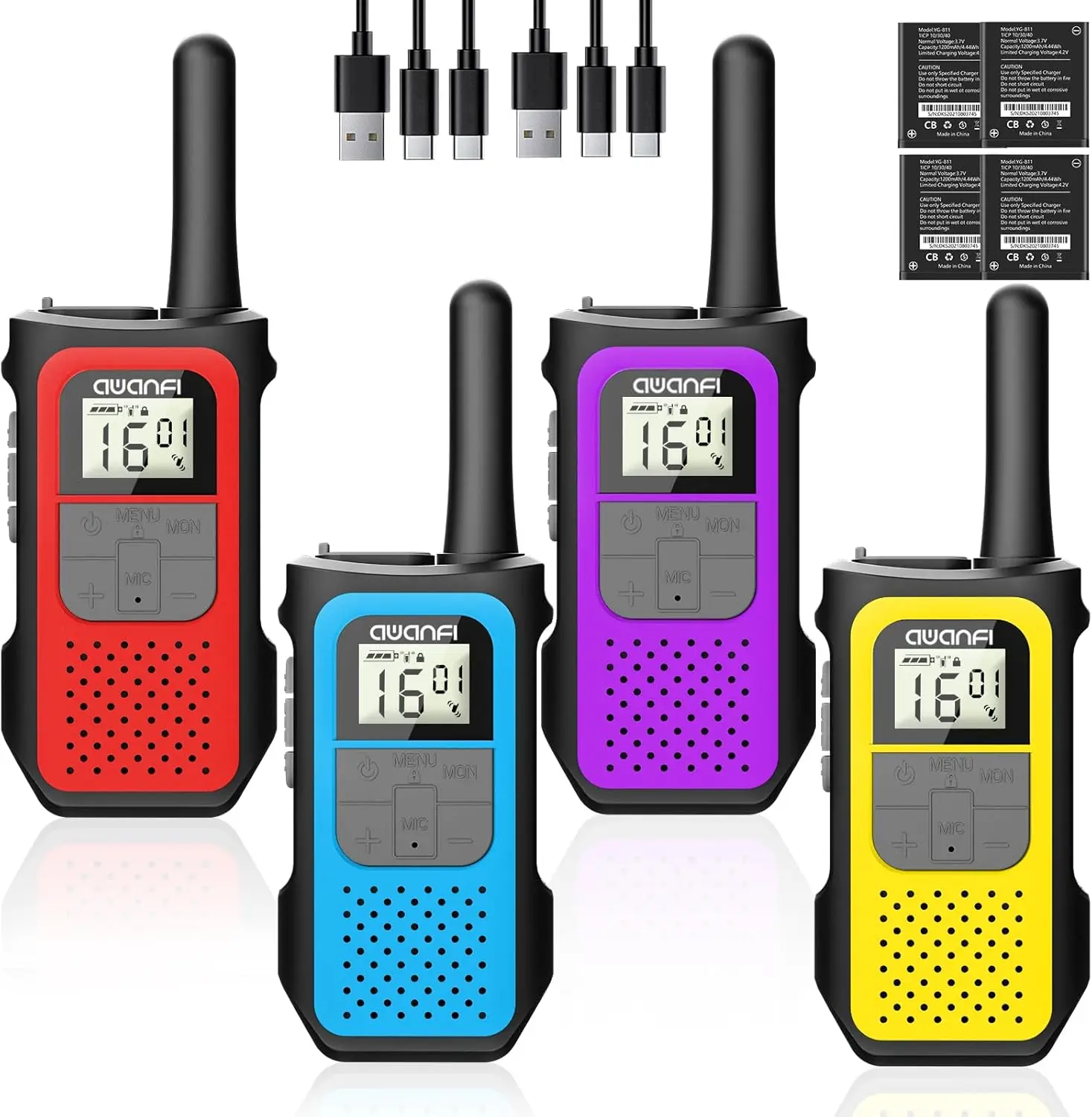 

2/3/4 Pack Walkie Talkies for Adults and Kids, Long Range Rechargeable 2 Way Radios with VOX for Camping Hiking Cycling