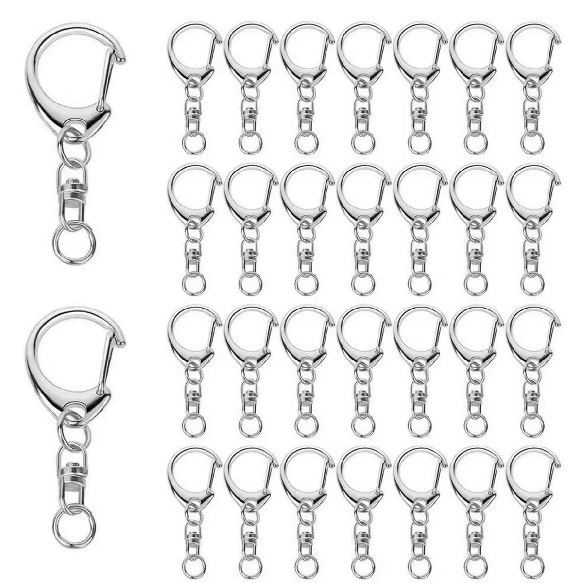 20 Sets Quick-Release Hook C Shape Keychain Accessories 20 Keychains and 20 Small Rings for Hanging Macramé Items DIY Crafts