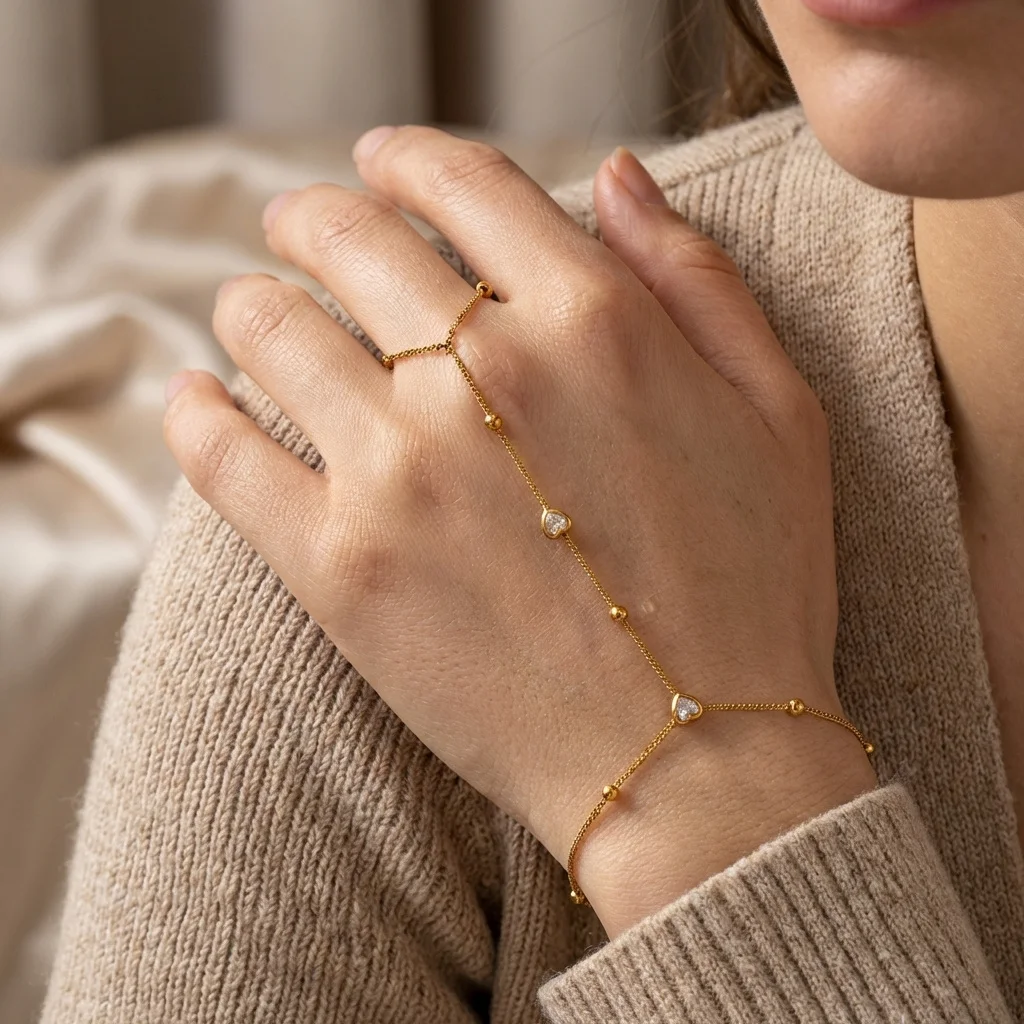 Minimalistisches CZ Edelstahl-Fingerarmband für Frauen Luxuriöse Braut Mehrlagige Handketten Party Hochzeit Schmuck Geschenk Wasserdicht – Detail 8