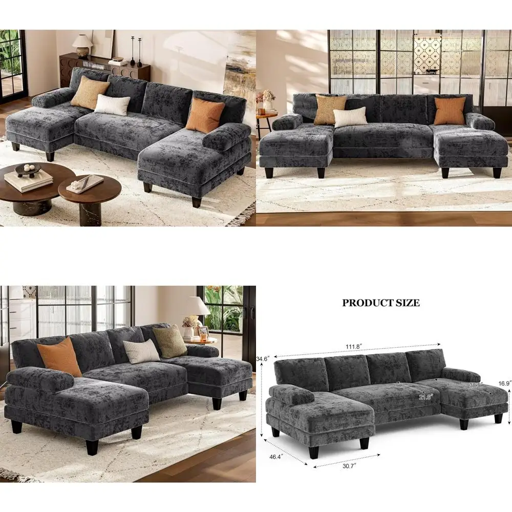 أريكة مقطعية معيارية من أحد عشر قدمًا مع كرسي مزدوج لغرفة المعيشة والشقق #1